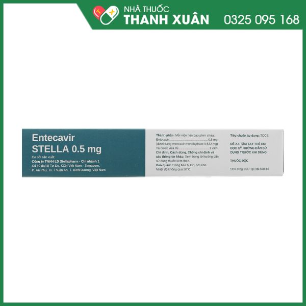 Entecavir Stella 0.5mg kháng virus, trị viêm gan B